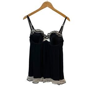 Y2k Victoria's Secret Swiss Dot Bow Lingerie Black and White Size 36C